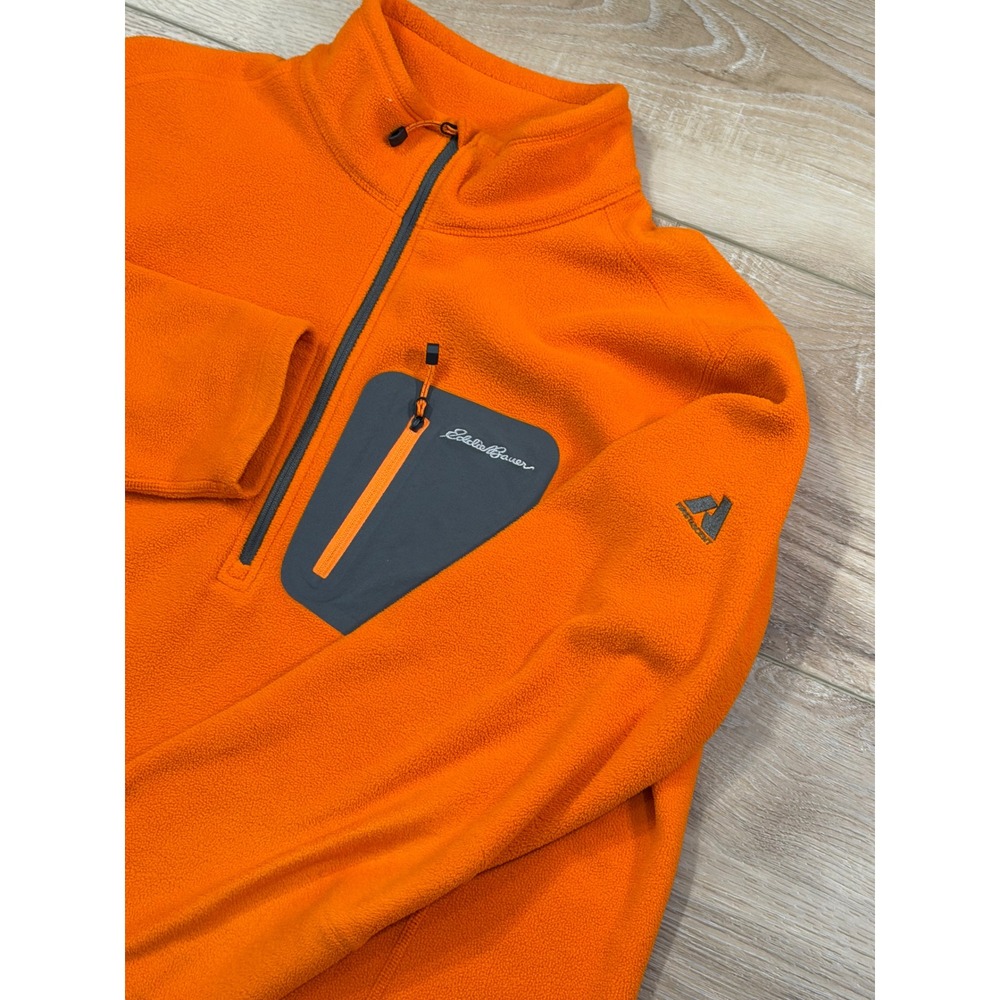 Eddie Bauer Men's TL Orange Fleece 1/4‎ Zip Pullover Sweater First Ascent